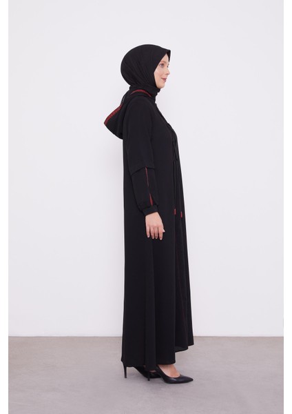 Siyah Kapüşonlu İp Detay Ferace modelleri