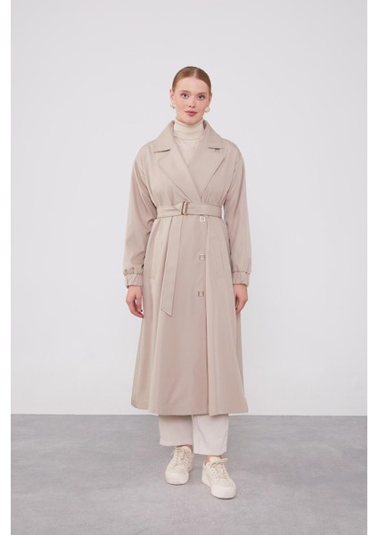 Bej Kolu Lastik Detay Trençkot fiyatları