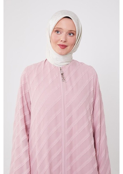 Pudra Sim Şeritli Fermuarlı Ferace modelleri