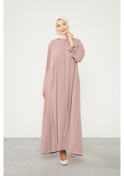 K.Pudra Yanları Pileli Düğme Detaylı Ferace fiyatları