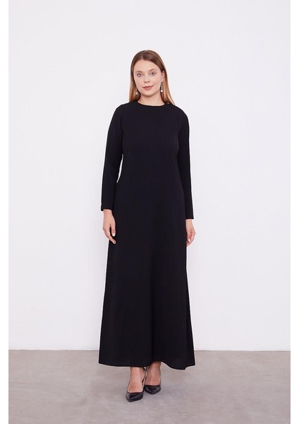 Siyah Abaya Üstü Garnili Asimetrik Etek Ucu Ferace modelleri