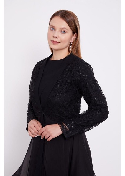 Siyah Abaya Üstü Garnili Asimetrik Etek Ucu Ferace indirimleri