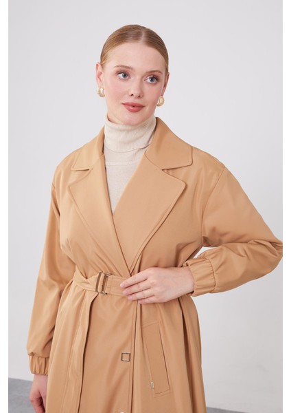 Camel Kolu Lastik Detay Trençkot fırsatları