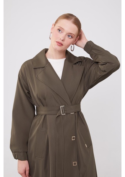 Haki Kolu Lastik Detay Trençkot fırsatları