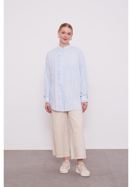 Bebe Mavisi Patı Fırfırlı Gömlek modelleri