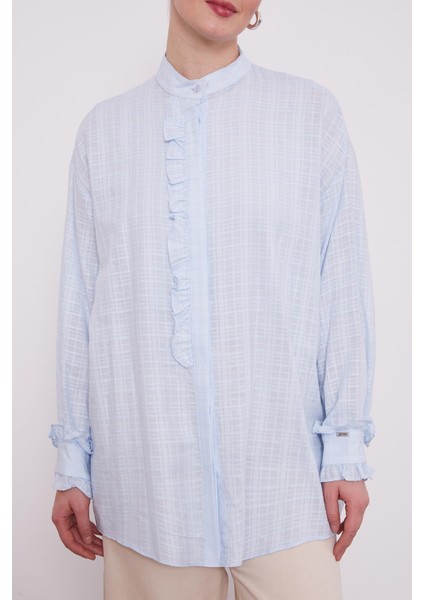 Bebe Mavisi Patı Fırfırlı Gömlek indirimleri