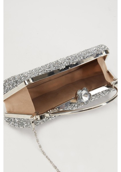 Mini Gümüş Taşlı Abiye El Çantası modelleri