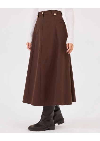 Düğme Detaylı Cepli Etek 10002421611008 Kahve fiyatları