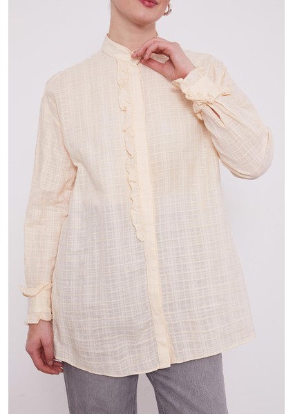 Bej Patı Fırfırlı Gömlek indirimleri