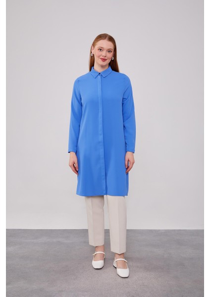Indigo Şifon Tunik