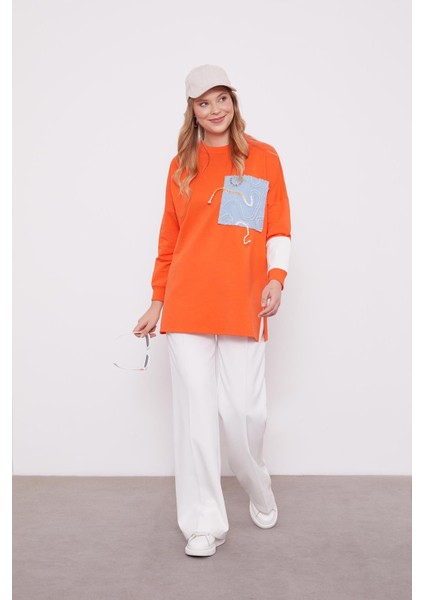 Oranj Denim Detaylı Sweatshirt fiyatları