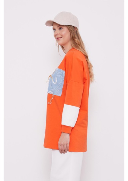 Oranj Denim Detaylı Sweatshirt fırsatları