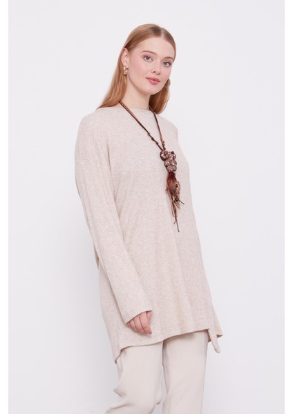 Bej Etnik Kolyeli Fitili Kaşmir Tunik fırsatları