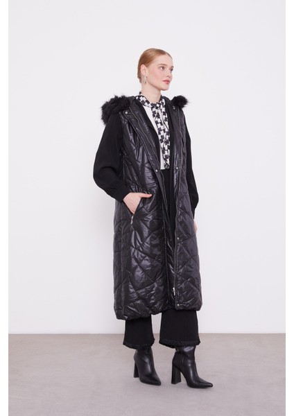 Siyah Kapitone Şişme Yelek