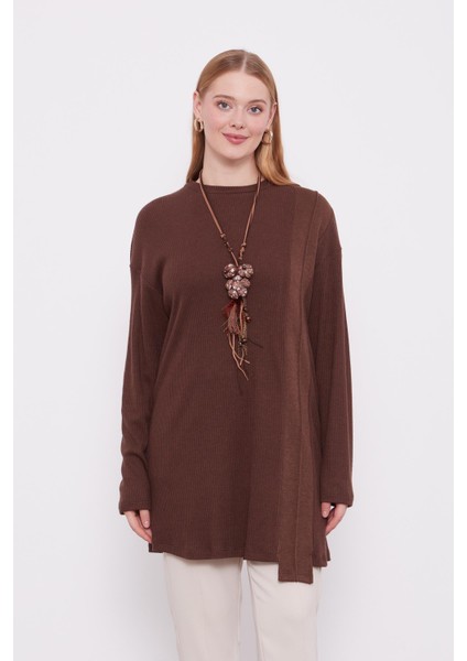 Kahve Etnik Kolyeli Fitili Kaşmir Tunik fırsatları