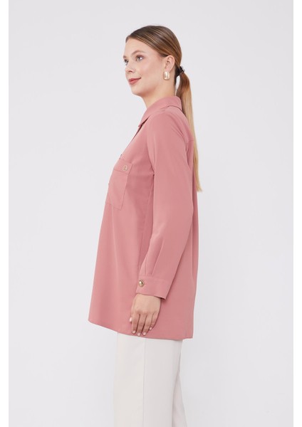Pudra Varak Düğmeli Gömlek fiyatları