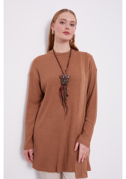 Camel Etnik Kolyeli Fitili Kaşmir Tunik