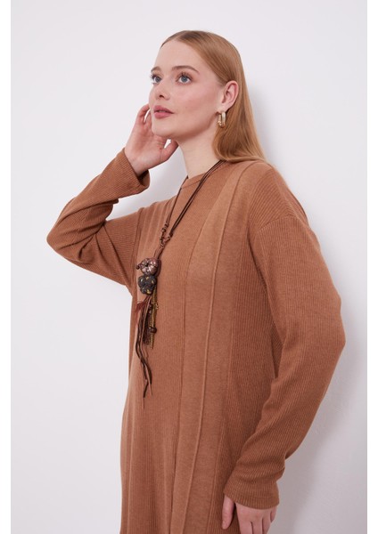 Camel Etnik Kolyeli Fitili Kaşmir Tunik