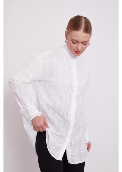 Beyaz Patı Fırfırlı Gömlek fiyatları