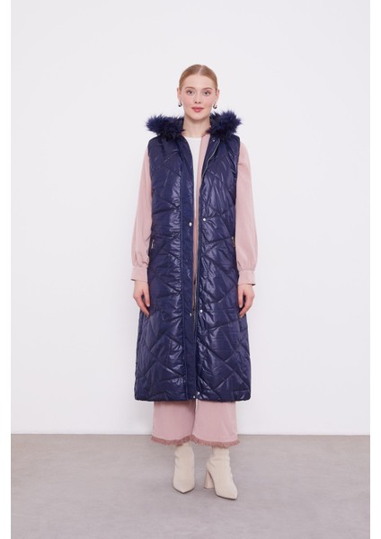 Lacivert Kapitone Şişme Yelek