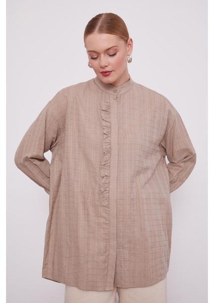 Vizon Patı Fırfırlı Gömlek