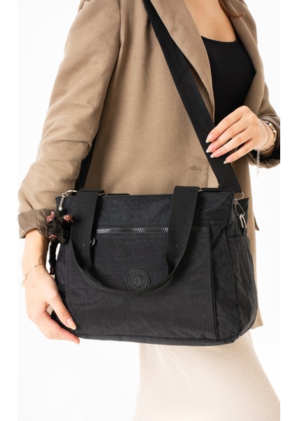 Kadın Büyük Boy Suya Dayanıklı Krinkıl Kumaş Çapraz ve Omuz Askılı Çanta