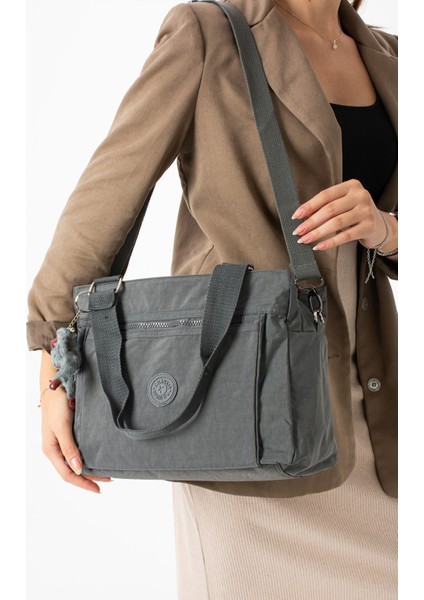 Kadın Büyük Boy Suya Dayanıklı Krinkıl Kumaş Çapraz ve Omuz Askılı Çanta