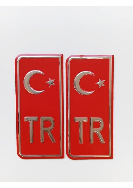 Tr Plaka Krom Sticker 2'li - Türkiye Plaka Krom Stıcker - Türkiye Plakalık Krom