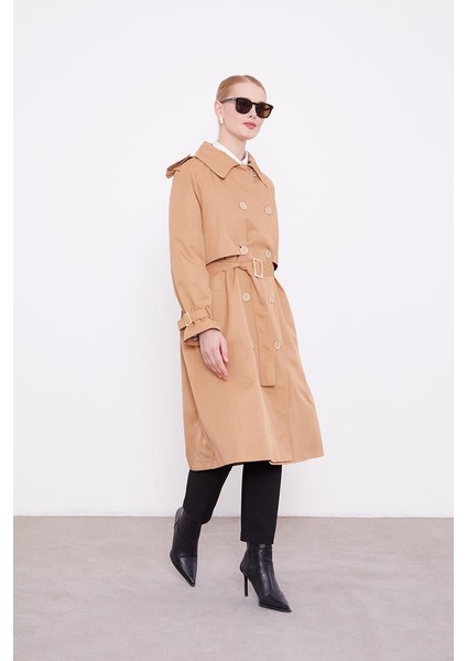 Camel Ekose Astarlı Trençkot modelleri