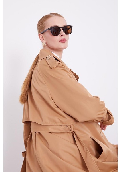 Camel Ekose Astarlı Trençkot fırsatları