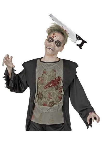 Kafaya Saplanmış Halloween Kanlı Testere Şaka Tacı