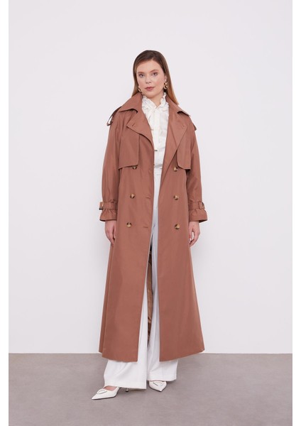 Kahve Kol Kemerli Trençkot fırsatları