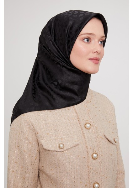 Siyah S Desen Krstal Jakar Eşarp