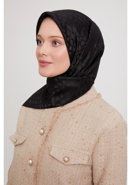 Siyah S Desen Krstal Jakar Eşarp modelleri