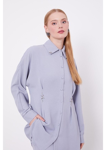 A.Gri Taşlı Krepe Detaylı Tunik Takım fırsatları