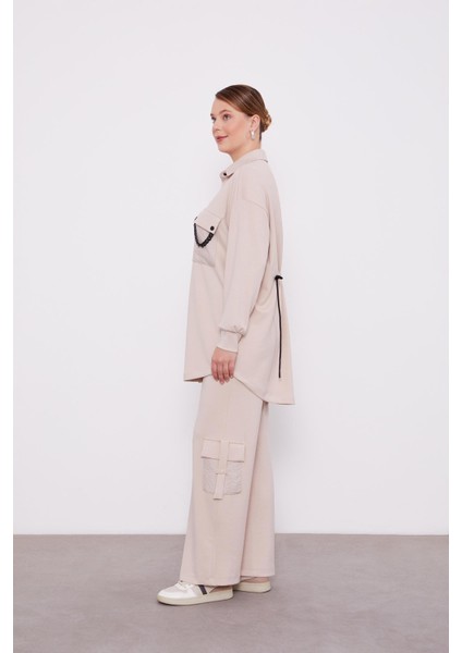 Bej Kapitone Zincir Detaylı Spor Takım modelleri