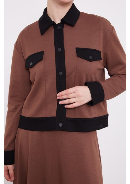 ACIKAHVE-SİYAH Gömlek Yaka Çıtçıtlı Etekli Takım indirimleri