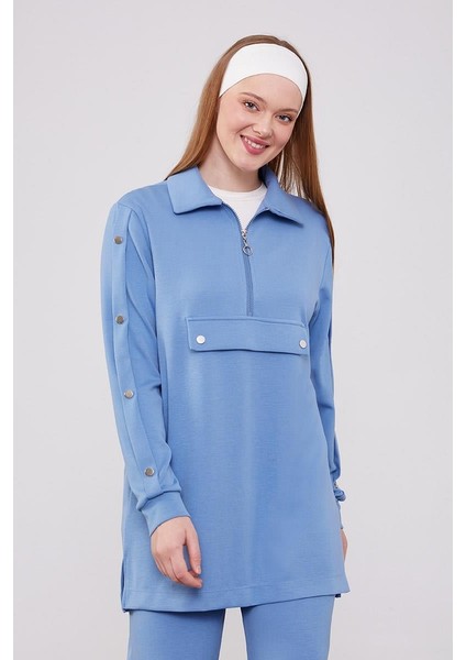 İndigo Düğme Detaylı Spor Takım modelleri