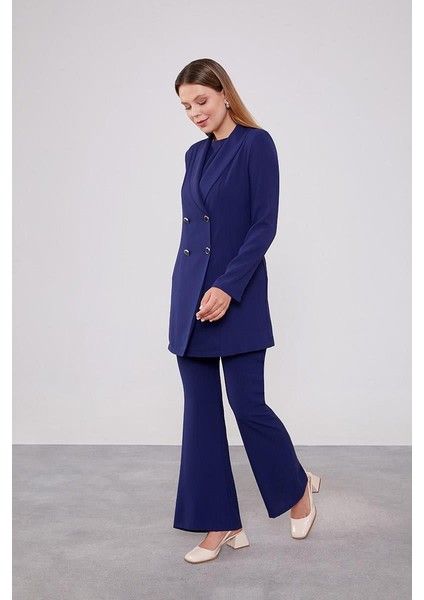 Lacivert Kruvaze Kesim Blazer Ceket Takım fiyatları