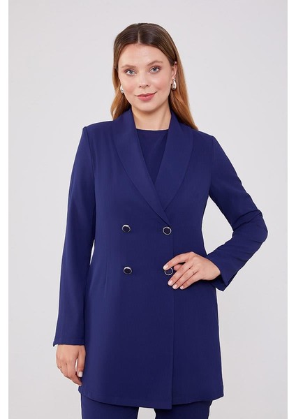Lacivert Kruvaze Kesim Blazer Ceket Takım modelleri