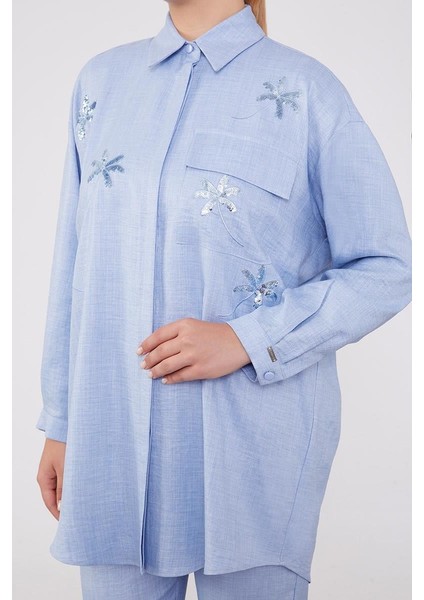 Bebe Mavisi Pul İşlemeli Gölek Yaka İkili Takım fırsatları