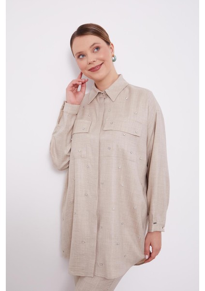 Taş Taş İşlemeli Melanj Gömlek İkili Takım fırsatları