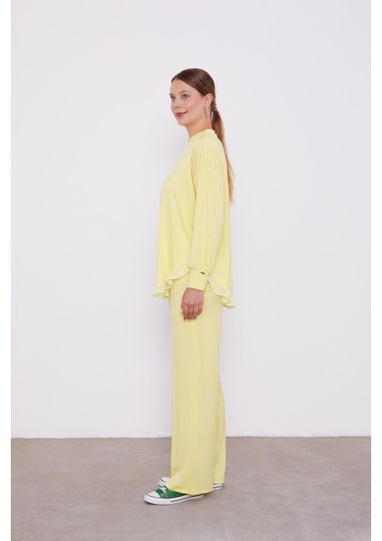 Sarı Şifon Volanlı Spor Takım modelleri