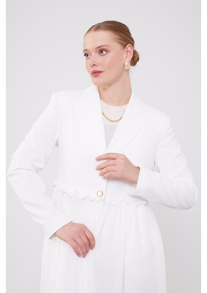 Ekru Beli Büzgülü Şifon Ceket Takım fırsatları