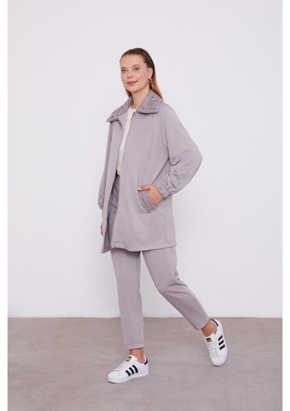 Gri Örgü Motifli Fermuar Kapamalı Spor Takım fiyatları