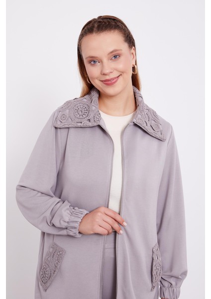 Gri Örgü Motifli Fermuar Kapamalı Spor Takım fırsatları