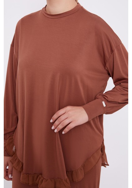 Kahve Şifon Volanlı Spor Takım indirimleri