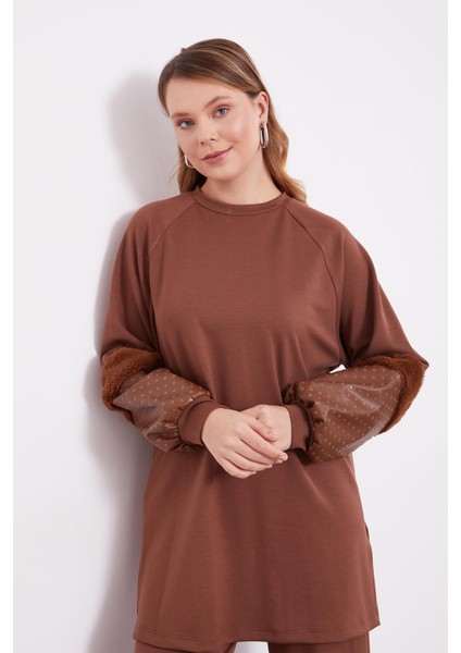 Sütlü Kahve Deri Detaylı Scuba Spor Takım fırsatları