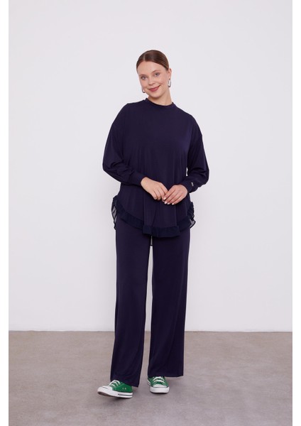 Lacivert Şifon Volanlı Spor Takım