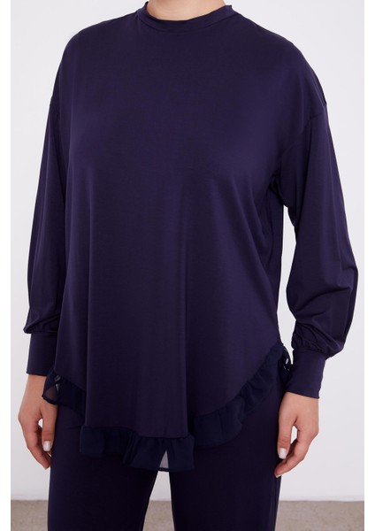 Lacivert Şifon Volanlı Spor Takım indirimleri